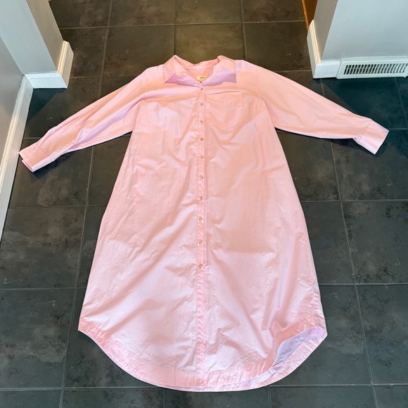 Maeve Anthropologie Soren Shirt Dress Pink Poplin Midi Oversized 1X Small Flaw - Picture 6 of 15